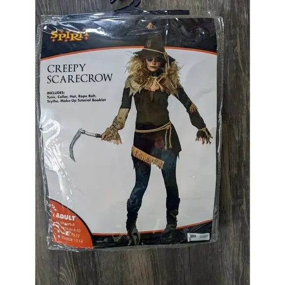 NEW! Spirit Creepy Scarecrow Halloween Costume Adult Size S 6-8 - Picture 2 of 6